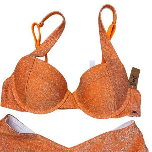 Victoria’s Secret Tangelo Orange Brazilian Shimmer High Waist Bikini NWT XS/S - Picture 4 of 15